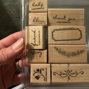 Stampin' Up! Stamp Set- Noteworthy 9 Stamp Set- Wood Mounted - Floral Thank You